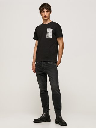 Černé pánské tričko s potiskem Pepe Jeans Shye