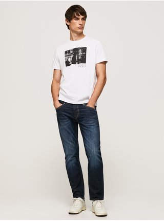 Bílé pánské tričko s potiskem Pepe Jeans Teaghan