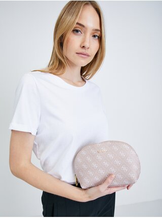 Světle růžová dámská vzorovaná kosmetická taštička Guess Dome