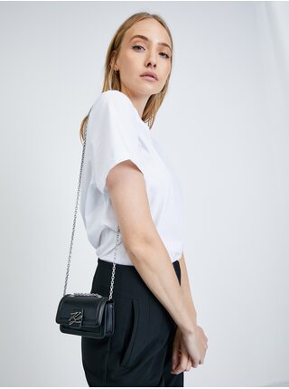Čierna kožená crossbody kabelka KARL LAGERFELD