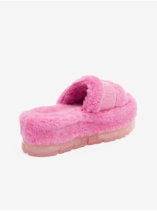 Růžové dámské domácí pantofle na platformě UGG Fluffita Clear