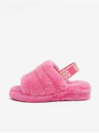 Růžová dámská domácí obuv z ovčí kožešiny UGG Fluff Yeah