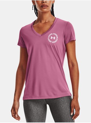 Růžové dámské tričko Under Armour Tech Solid LC Crest SSV