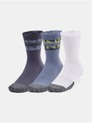 Sada tří párů pánských sportovních ponožek v bílé, modré a fialové barvě Under Armour UA Heatgear Novelty Crew 