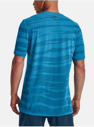 Modré pánske vzorované športové tričko Under Armour UA Seamless Wave SS