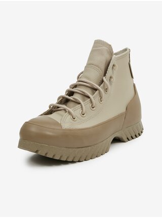 Béžové kotníkové kožené tenisky na platformě Converse Chuck Taylor All Star Lugged Winter 2.0