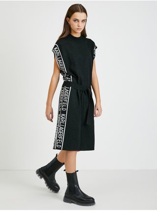 Černé dámské svetrové šaty s příměsí vlny KARL LAGERFELD