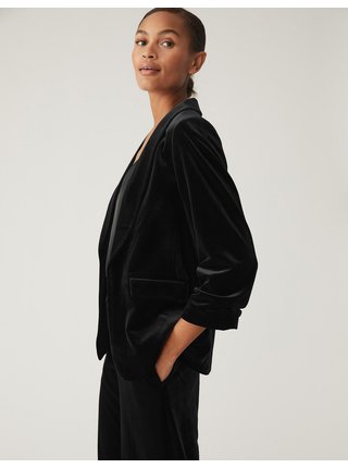 Černé dámské volné sametové sako Marks & Spencer 