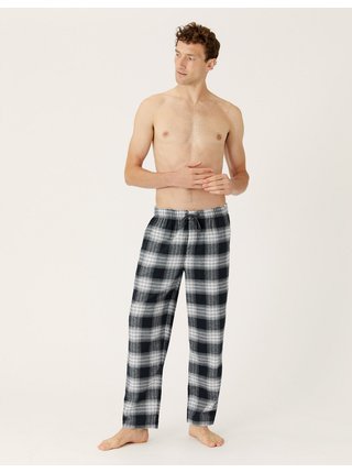 Černo-bílé pánské kostkované pyžamové kalhoty Marks & Spencer 