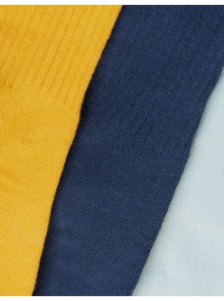 Sada tří kusů dětských punčochových kalhot v modé a žluté barvě Marks & Spencer