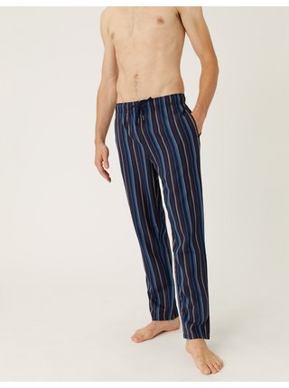 Tmavě modré pánské proužkované pyžamové kalhoty Tencel™ Marks & Spencer