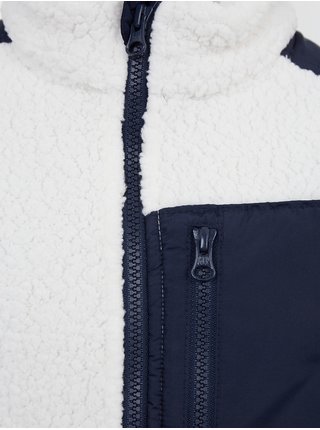 Bílo-modrá klučičí bunda z umělého kožíšku na zip GAP sherpa 