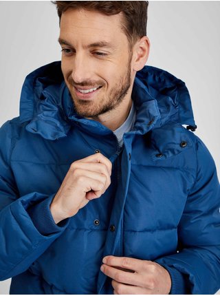 Modrá pánská prošívaná zimní bunda s kapucí GAP