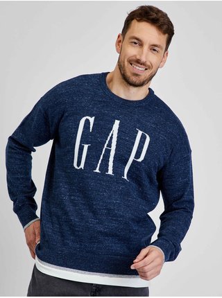 Tmavě modrý pánský bavlněný svetr s logem GAP