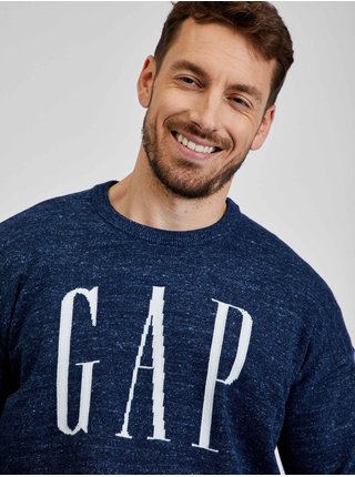 Tmavomodrý pánsky bavlnený sveter s logom GAP