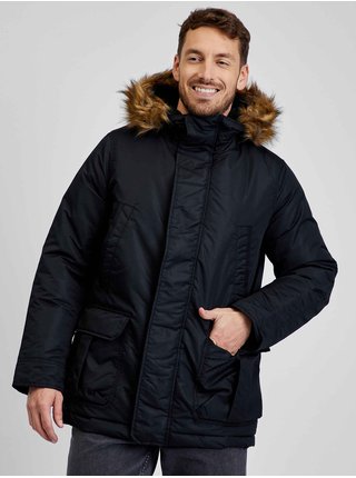 Čierna pánska zimná bunda s kapucňou GAP