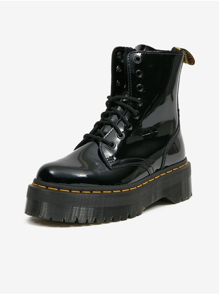 Černé lesklé kotníkové kožené boty na platformě Dr. Martens Jadon 8 Eye Boot