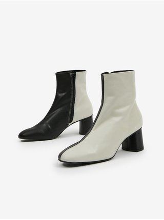 Černo-bílé dámské kožené kotníkové boty OJJU