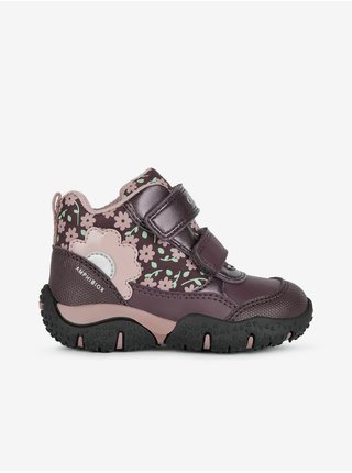 Růžové holčičí kotníkové květované boty Geox Baltic