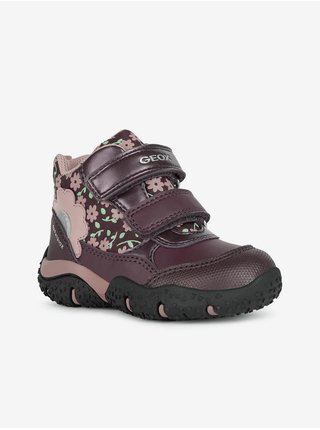Růžové holčičí kotníkové květované boty Geox Baltic