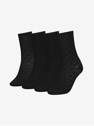 Sada čtyř párů černých dámských ponožek Calvin Klein
