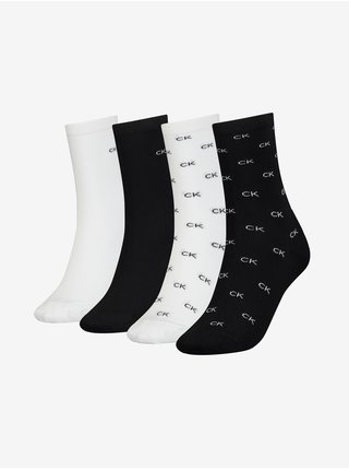Sad čtyř párů dámských ponožek v bílé a černé barvě Calvin Klein