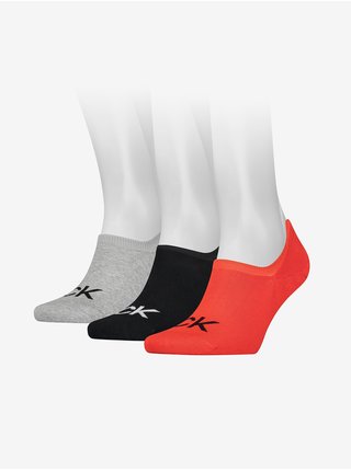 Sada tří párů pánských ponožek v šedé, černé a červené barvě Calvin Klein