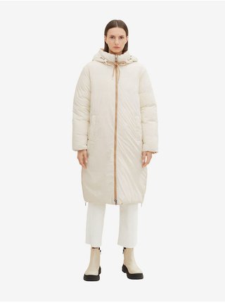 Béžový dámský zimní prošívaný oboustranný kabát Tom Tailor