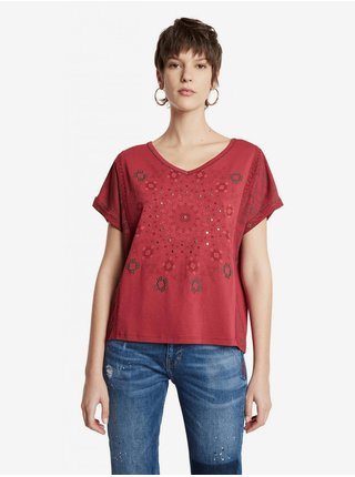 Červené dámské vzorované tričko Desigual