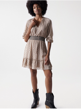 Béžové vzorované šaty Salsa Jeans Dress Gardena