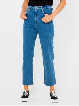 Modré zkrácené straight fit džíny CAMAIEU