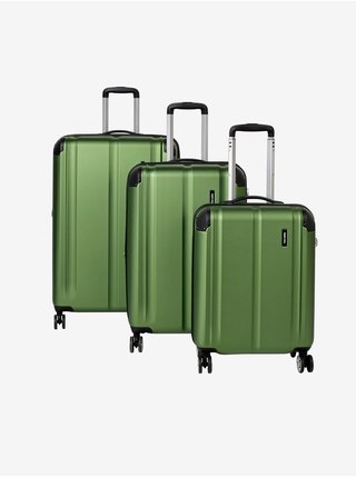 Sada tří zelených cestovních kufrů Travelite City 4w S,M,L Green 