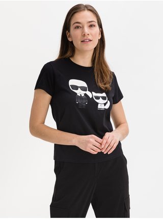 Černé dámské vzorované tričko Karl Lagerfeld