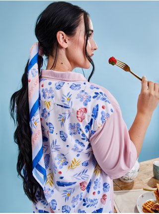 Modro-růžový dámský květovaný šátek z Kolekce BESKY by ZOOT