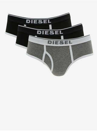Sada tří dámských kalhotek v šedé a černé barvě Diesel
