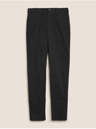 Chino nohavice priliehavého strihu so strečom Marks & Spencer čierna