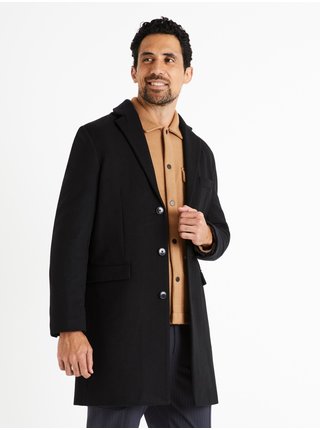 Černý pánský vlněný kabát Celio Cubello