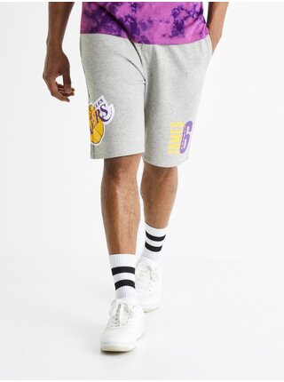 Světle šedé pánské teplákové kraťasy Celio NBA L.A. Lakers