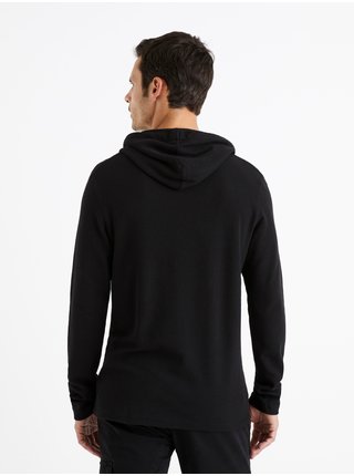 Černé pánské basic tričko s kapucí Celio Cehood