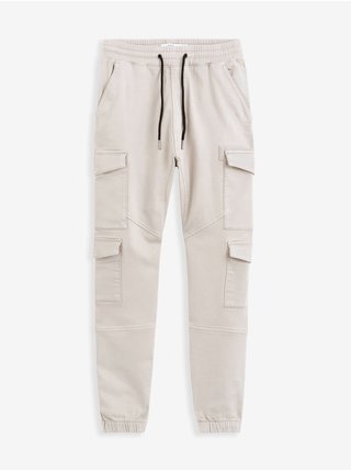 Béžové pánske nohavice s vreckami Celio Cover