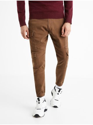 Hnědé pánské kalhoty s kapsami Celio Cover