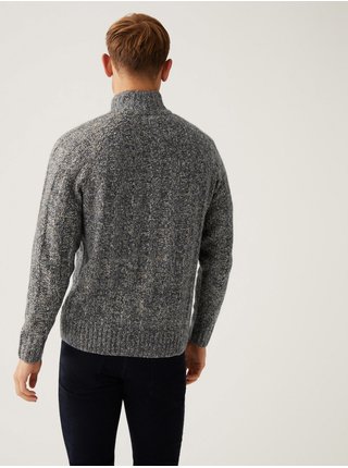 Šedý pánský svetr se stojáčkem Marks & Spencer 