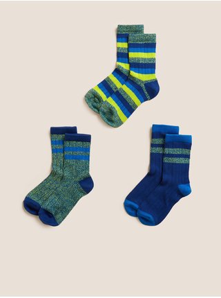 Sada tří párů dětských barevných ponožek Marks & Spencer 