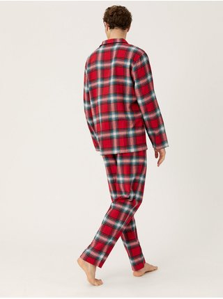 Červené pánské kostkované pyžamo Marks & Spencer 
