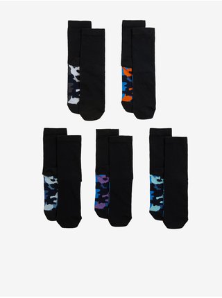 Sada pěti párů klučičích army ponožek v černé barvě Marks & Spencer 