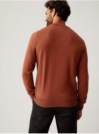 Cihlový pánský bavlněný svetr Marks & Spencer