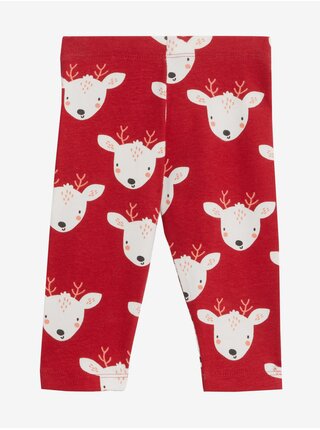 Červeno-bílé holčičí legíny s motivem soba Marks & Spencer 
