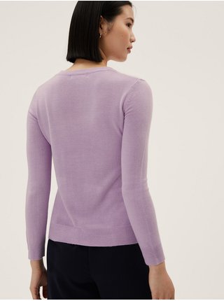 Fialový dámský svetr krku Marks & Spencer 