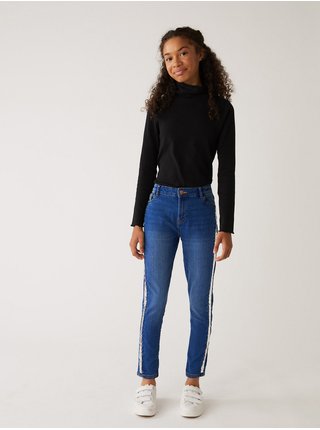 Modré holčičí zkrácené džíny s flitry Marks & Spencer 