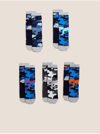 Sada pěti párů klučičích vzorovaných ponožek Marks & Spencer 
